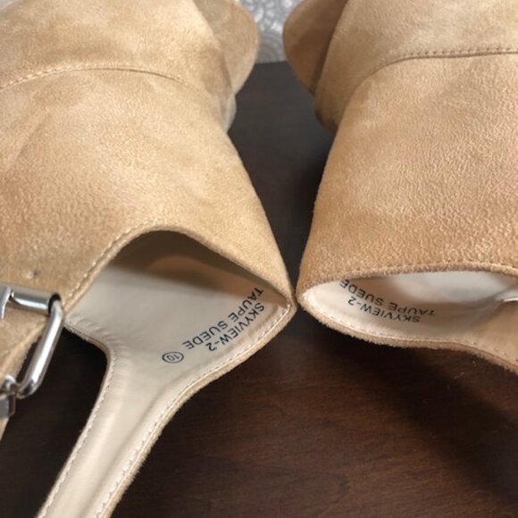 Bella Marie Taupe Skyview Slingback Peep Toe Heels Size 10 - Picture 5 of 6